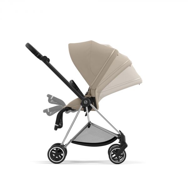 Poussette duo Mios 3 Cozy Beige châssis Chrome Black + Nacelle Luxe