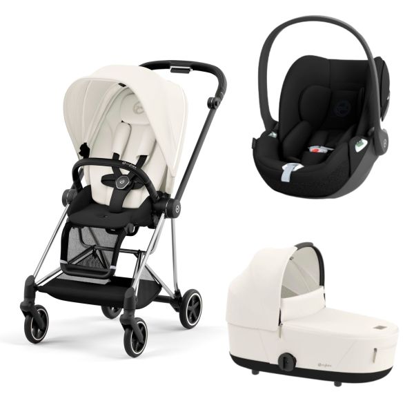 Poussette trio Mios 3 Off White châssis Chrome Black + Cloud T i-Size + Nacelle Luxe