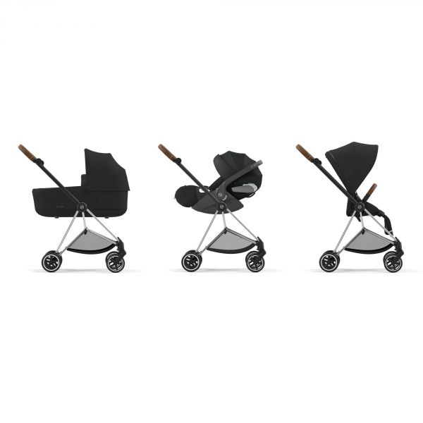 Poussette duo Mios 3 Cozy Beige châssis Chrome Brown + Cloud G i-Size