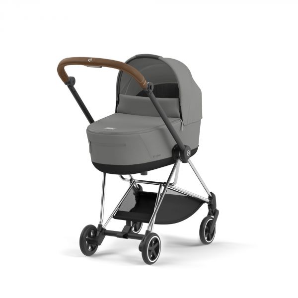 Poussette duo Mios 3 Mirage Grey châssis Chrome Brown + Nacelle Luxe