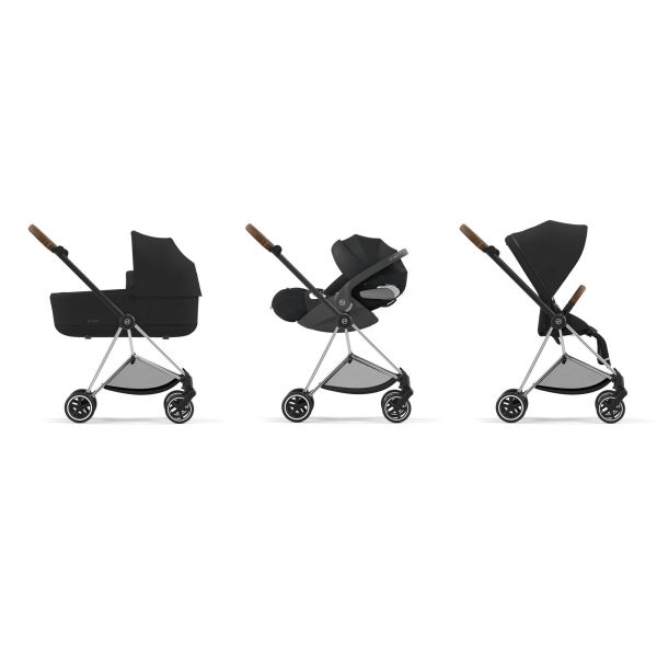 Poussette trio Mios 3 Peach Pink châssis Chrome Brown + Cloud G i-Size + Nacelle Luxe