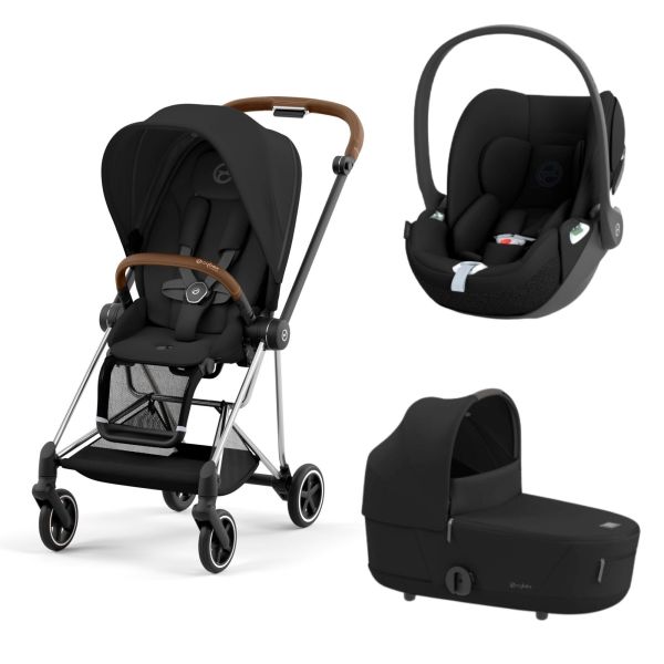 Poussette trio Mios 3 Sepia Black châssis Chrome Brown + Cloud T i-Size + Nacelle Luxe
