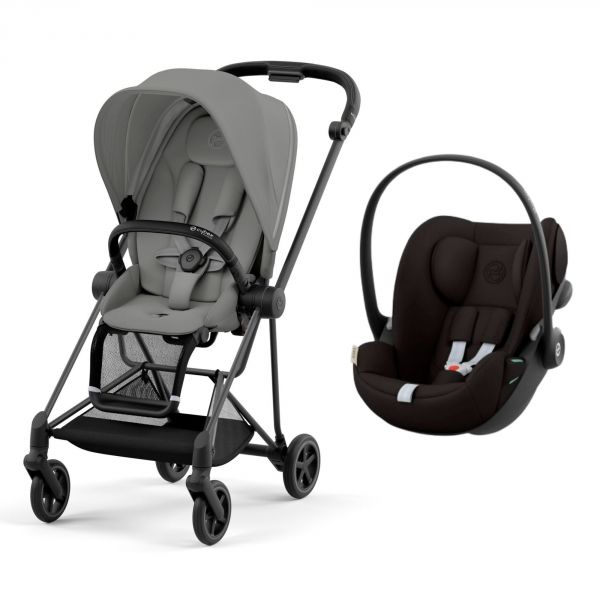 Poussette duo Mios 3 Mirage Grey châssis Matt Black + Cloud G i-Size