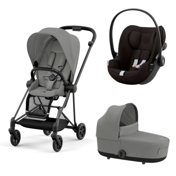 Poussette trio Mios 3 Mirage Grey châssis Matt Black + Cloud G i-Size + Nacelle Luxe