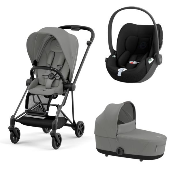 Poussette trio Mios 3 Mirage Grey châssis Matt Black + Cloud T i-Size + Nacelle Luxe