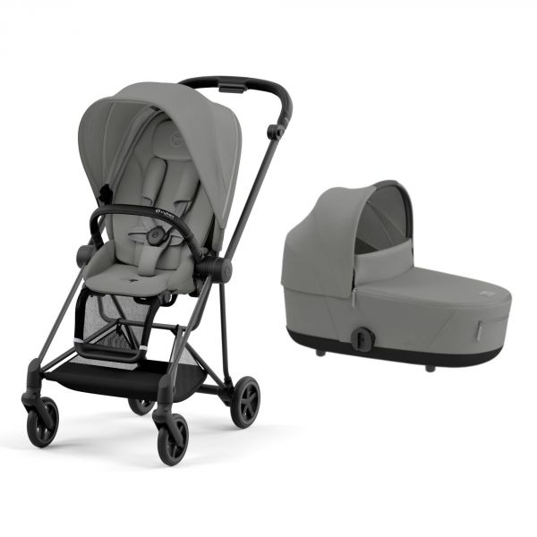 Poussette duo Mios 3 Mirage Grey châssis Matt Black + Nacelle Luxe