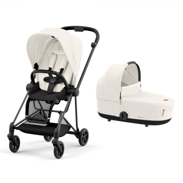 Poussette duo Mios 3 Off White châssis Matt Black + Nacelle Luxe