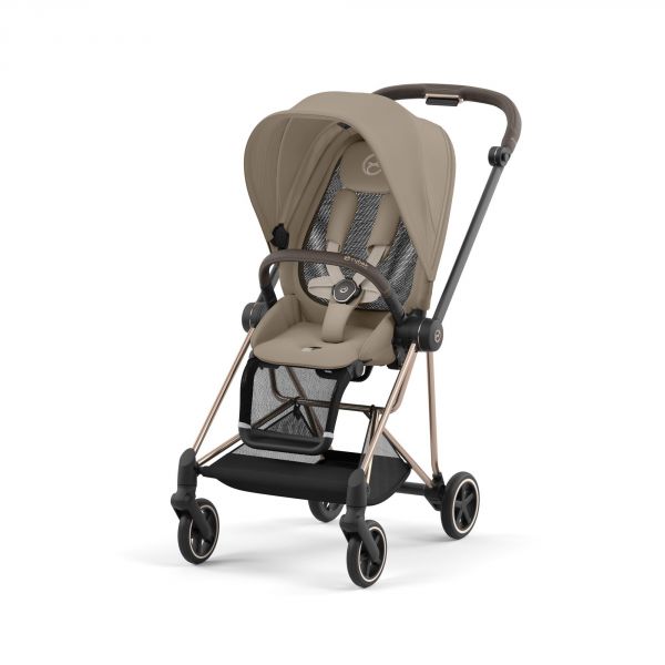 Poussette Mios 3 Cozy Beige châssis Rose Gold