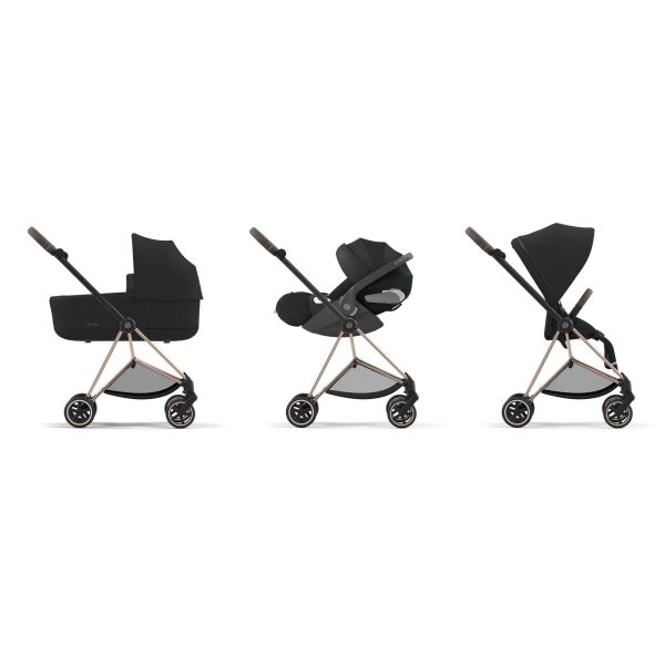 Poussette trio Mios 3 Cozy Beige châssis Rose Gold + Cloud T i-Size + Nacelle Luxe