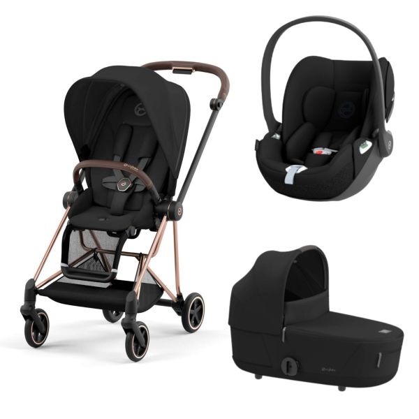 Poussette trio Mios 3 Sepia Black châssis Rose Gold + Cloud T i-Size + Nacelle Luxe