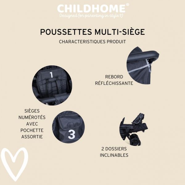 Poussette Multiplaces Triplet Noir