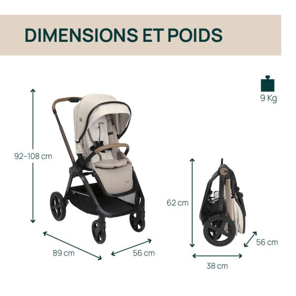Poussette Mysa avec adaptateurs Amber Glow