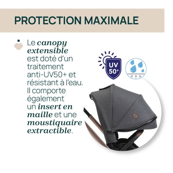 Poussette Mysa avec adaptateurs Black Satin