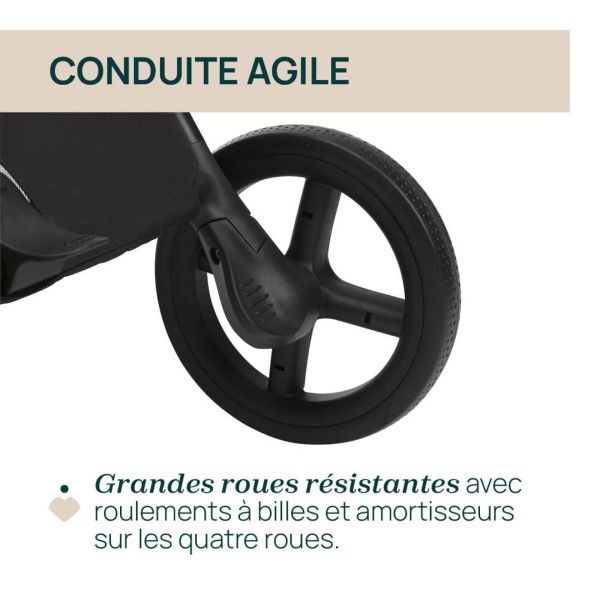 Poussette Mysa avec adaptateurs Black Satin