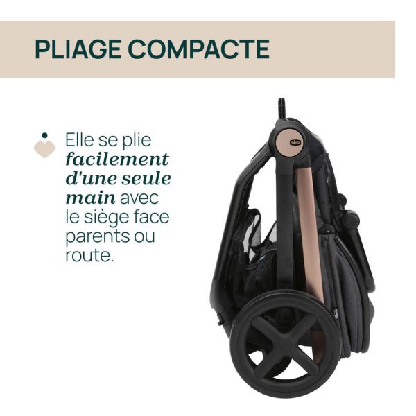 Poussette Mysa avec adaptateurs Black Satin
