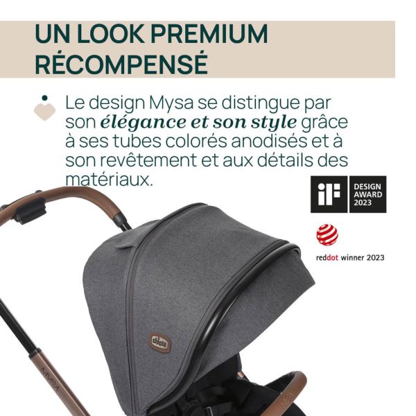 Poussette Mysa avec adaptateurs Black Satin