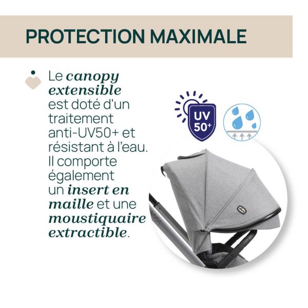 Poussette Mysa avec adaptateurs Lunar Rock