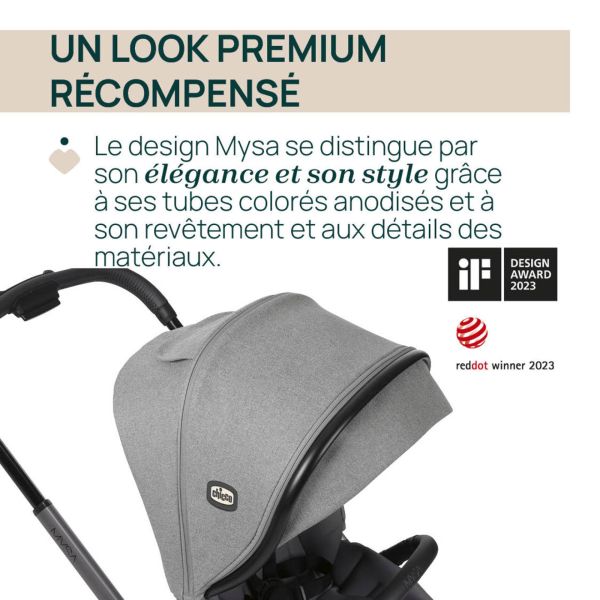 Poussette Mysa avec adaptateurs Lunar Rock