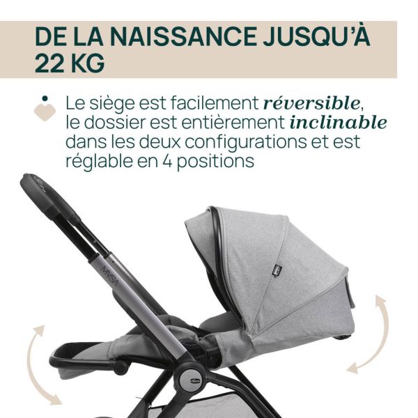 Poussette Mysa avec adaptateurs Lunar Rock