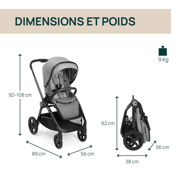 Poussette Mysa avec adaptateurs Lunar Rock