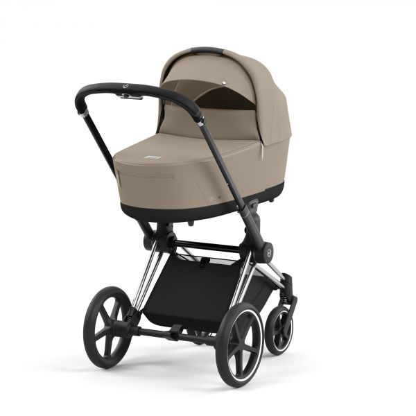 Poussette trio Priam 4 Cozy Beige châssis Chrome Black + Siège auto Cloud T i-Size + Nacelle Luxe