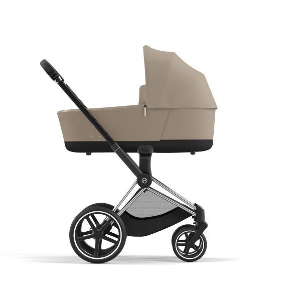 Poussette trio Priam 4 Cozy Beige châssis Chrome Black + Siège auto Cloud T i-Size + Nacelle Luxe