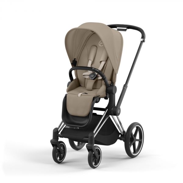 Poussette trio Priam 4 Cozy Beige châssis Chrome Black + Siège auto Cloud T i-Size + Nacelle Luxe