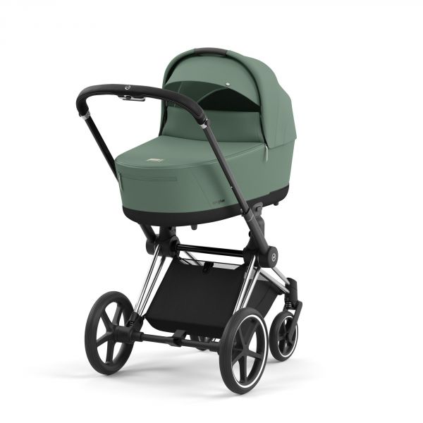 Poussette trio Priam 4 Leaf Green châssis Chrome Black + Siège auto Cloud T i-Size + Nacelle Luxe