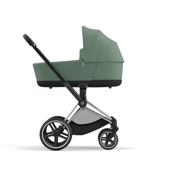Poussette trio Priam 4 Leaf Green châssis Chrome Black + Siège auto Cloud T i-Size + Nacelle Luxe