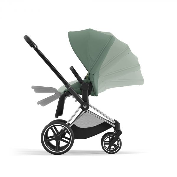 Poussette trio Priam 4 Leaf Green châssis Chrome Black + Siège auto Cloud T i-Size + Nacelle Luxe
