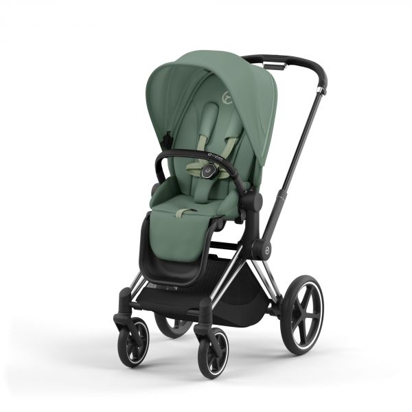 Poussette trio Priam 4 Leaf Green châssis Chrome Black + Siège auto Cloud T i-Size + Nacelle Luxe
