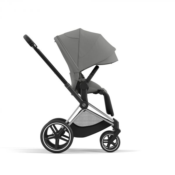 Poussette trio Priam 4 Mirage Grey châssis Chrome Black + Cloud G i-Size + Nacelle Luxe