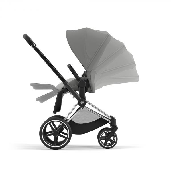 Poussette trio Priam 4 Mirage Grey châssis Chrome Black + Cloud G i-Size + Nacelle Luxe