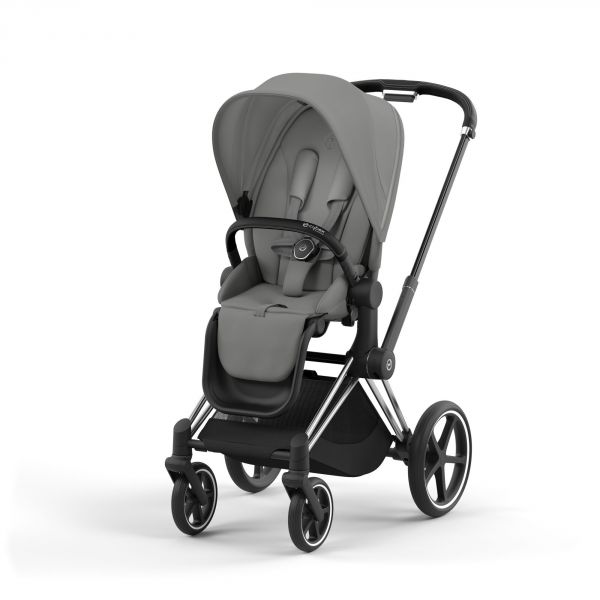 Poussette trio Priam 4 Mirage Grey châssis Chrome Black + Cloud G i-Size + Nacelle Luxe
