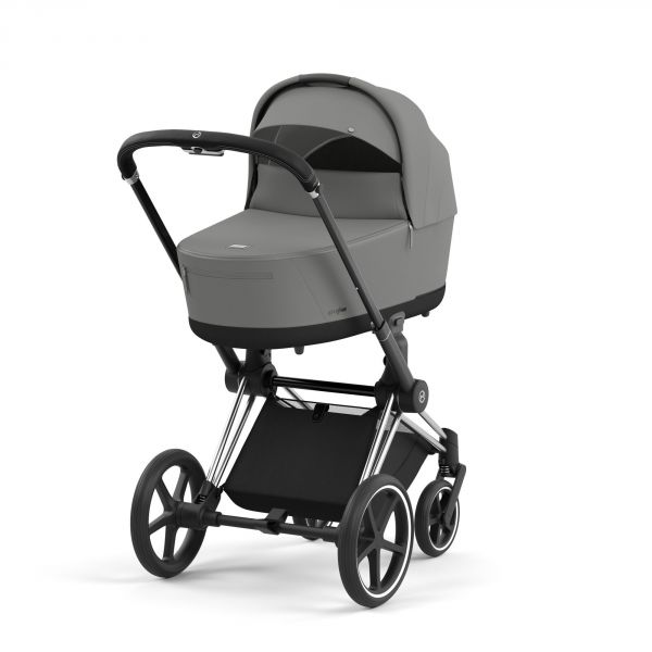 Poussette trio Priam 4 Mirage Grey châssis Chrome Black + Siège auto Cloud T i-Size + Nacelle Luxe