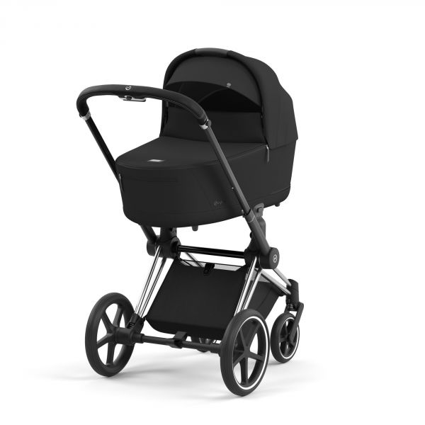 Poussette duo Priam 4 Sepia Black châssis Chrome Black + Nacelle Luxe