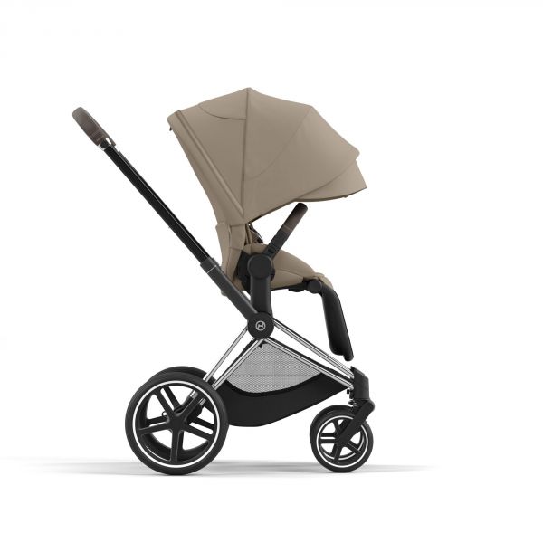 Poussette trio Priam 4 Cozy Beige châssis Chrome Brown + Cloud G i-Size + Nacelle Luxe