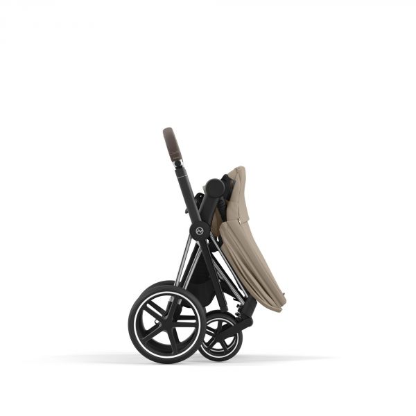 Poussette trio Priam 4 Cozy Beige châssis Chrome Brown + Cloud G i-Size + Nacelle Luxe
