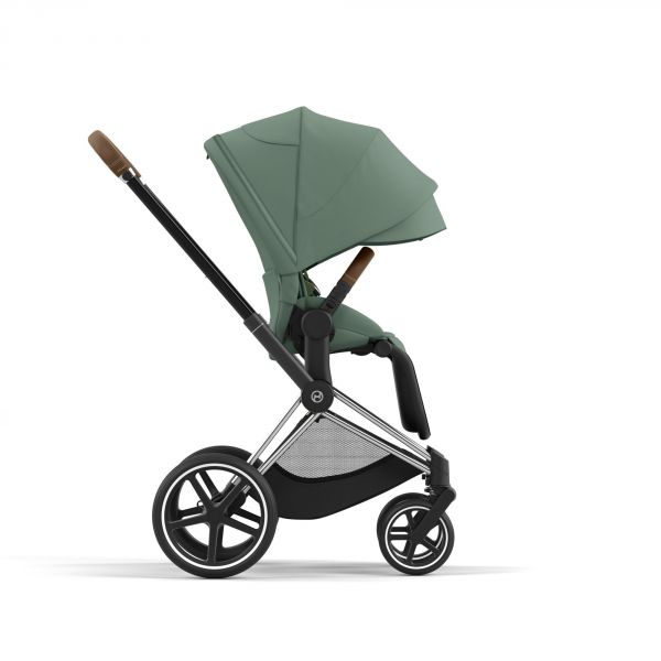 Poussette trio Priam 4 Leaf Green châssis Chrome Brown + Cloud G i-Size + Nacelle Luxe