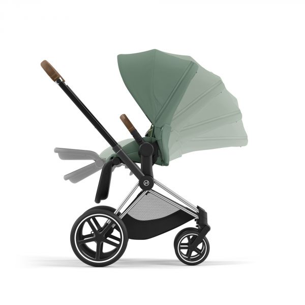 Poussette trio Priam 4 Leaf Green châssis Chrome Brown + Cloud G i-Size + Nacelle Luxe