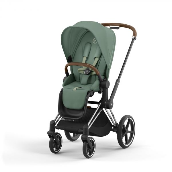 Poussette trio Priam 4 Leaf Green châssis Chrome Brown + Cloud G i-Size + Nacelle Luxe
