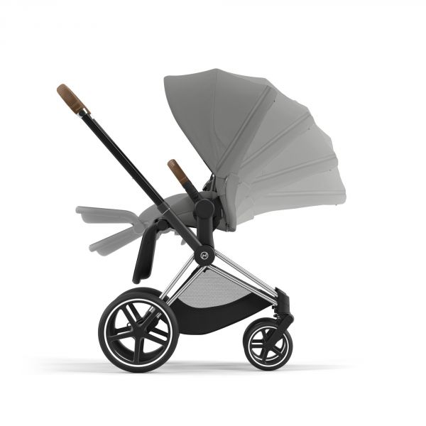 Poussette duo Priam 4 Mirage Grey châssis Chrome Brown + Siège auto Cloud G i-Size