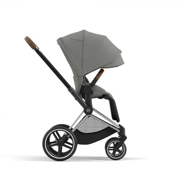 Poussette trio Priam 4 Mirage Grey châssis Chrome Brown + Cloud G i-Size + Nacelle Luxe