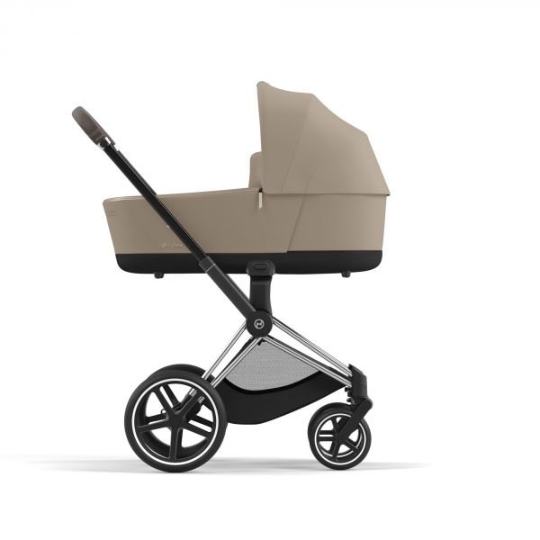 Poussette duo Priam 4 Cozy Beige châssis Chrome Brown + Nacelle Luxe