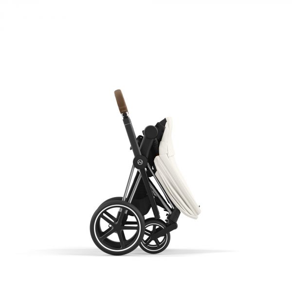 Poussette duo Priam 4 Off White châssis Chrome Brown + Nacelle Luxe