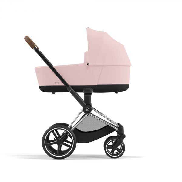 Poussette duo Priam 4 Peach Pink châssis Chrome Brown + Nacelle Luxe