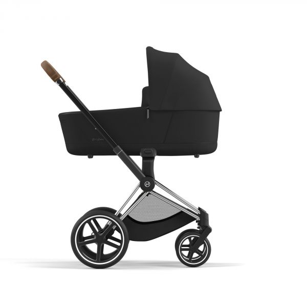 Poussette duo Priam 4 Sepia Black châssis Chrome Brown + Nacelle Luxe
