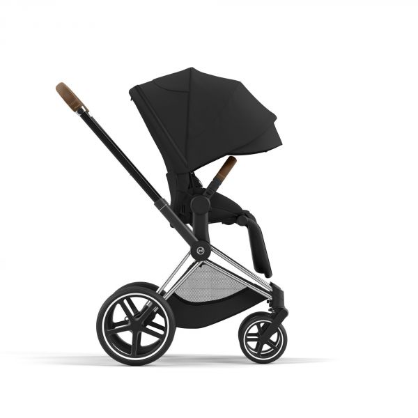 Poussette duo Priam 4 Sepia Black châssis Chrome Brown + Nacelle Luxe