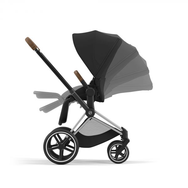 Poussette duo Priam 4 Sepia Black châssis Chrome Brown + Nacelle Luxe