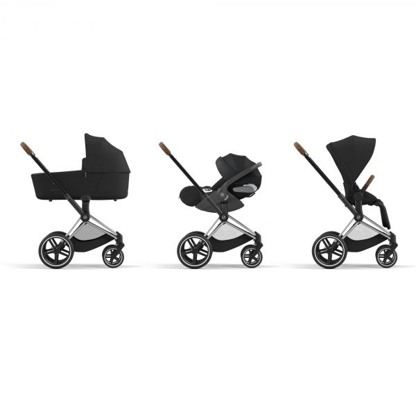 Poussette duo Priam 4 Peach Pink châssis Chrome Brown + Siège auto Cloud G i-Size